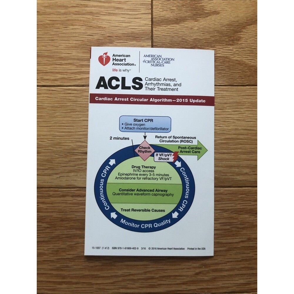 ACLS American Heart Assoc. 2015 Cardiac Arrest Reference Card New